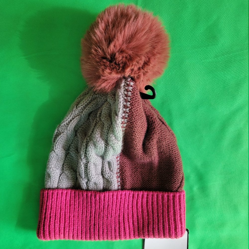 Laundry by Shelli Segal, Pink Multi Colorblock Beanie, Size OS, NWT